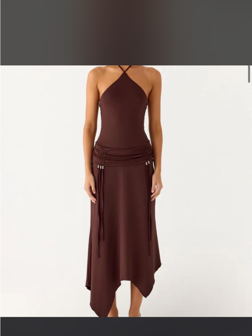 Peppermayo Becarra Midi Dress Cool Chocolate Size 6 NWT